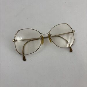 Vintage 1970s Eyeglasses Large Metal Frames Gold Glitter Accents Womens